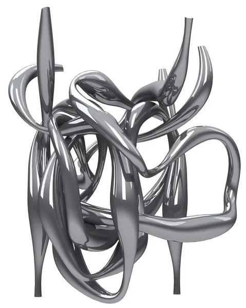 設計された抽象金属形状3Dレンダーイラストレーション — ストック写真