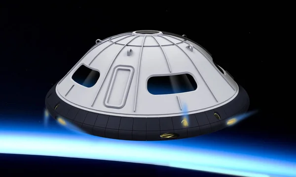 designed ufo ship 3d render illustration