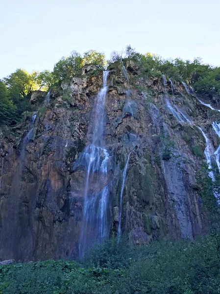 scenic shot of beautiful mountain waterfall
