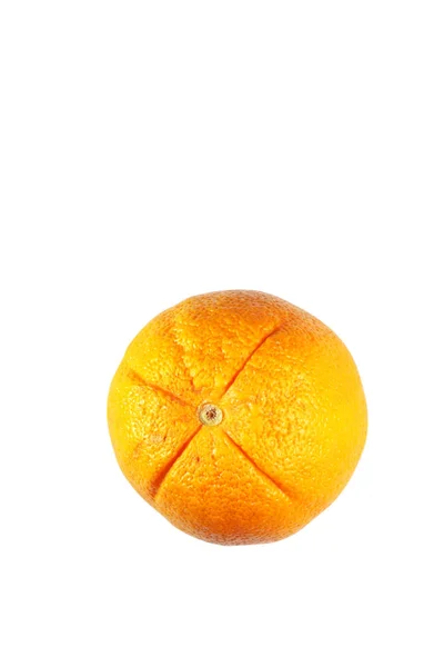 Nahaufnahme Von Reifer Orange Isoliert Auf Weiß — Stockfoto