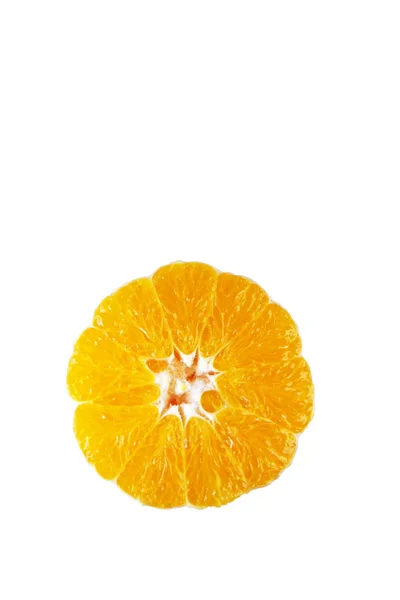 Nahaufnahme Von Reifer Orange Isoliert Auf Weiß — Stockfoto