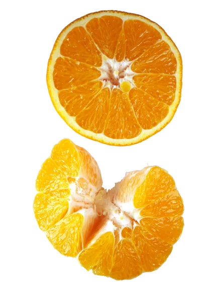 Zbliżenie Dojrzałych Pomarańczy Białym Tle — Zdjęcie stockowe
