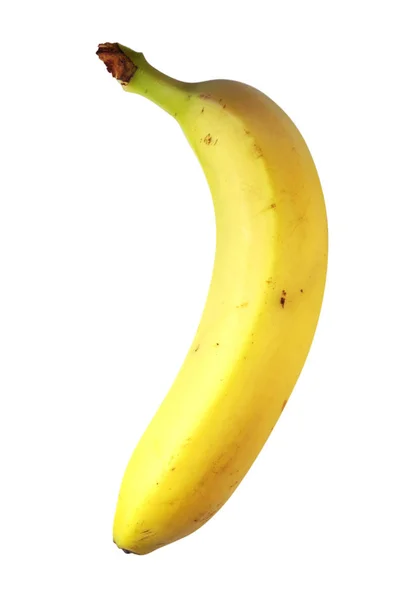 Närbild Skott Mogen Banan Isolerad Vitt — Stockfoto