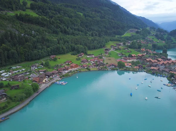 Vue Panoramique Sur Paysage Majestueux Avec Ville Sur Plage — Photo