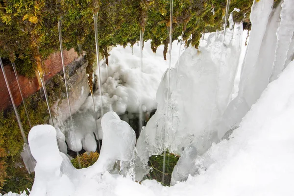 Vue Rapprochée Formation Glace Couches — Photo