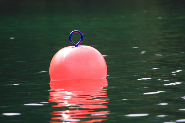 scenic view of pink buoy in lake