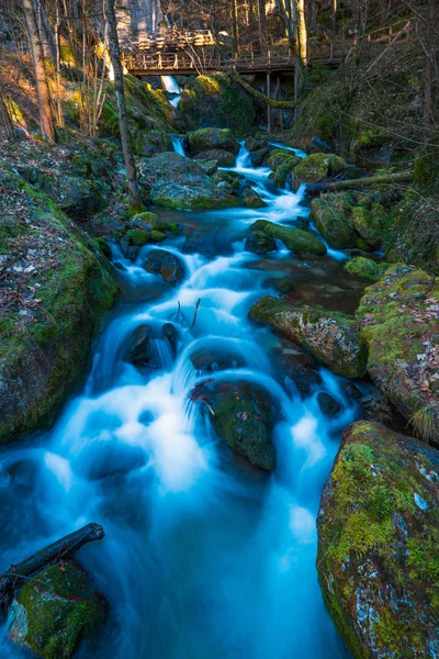 Plan Panoramique Belle Cascade Montagne — Photo