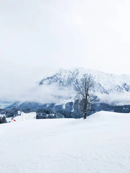 美丽的雪山风景的风景拍摄背景 — 图库照片