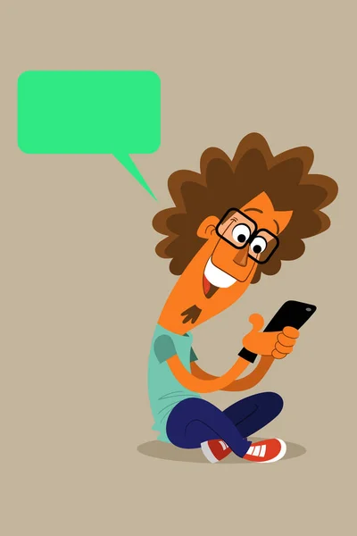 A happy cartoon colorful girl taking a selfie with her mobile phone, while skateboarding with one leg up