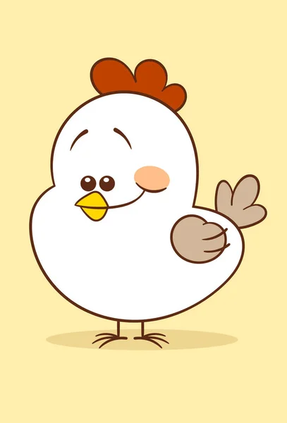 Cute Cartoon Chicken Smiling Vector Character Has Modern Humor Design — Stock Vector