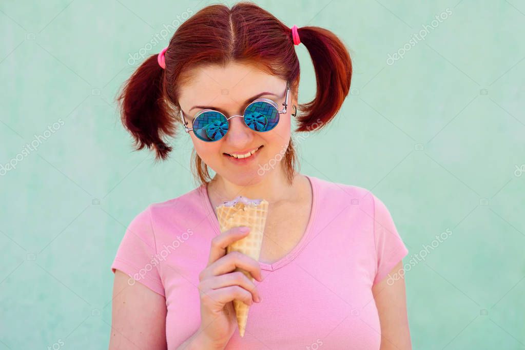 Glasses licking sweet pigtails