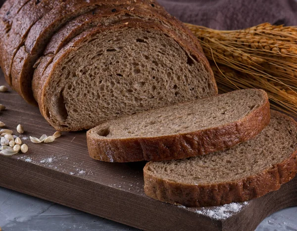Fresh Black Bread Wood Table Homemade Bread Sourdough Rustic Baked — Stock Photo, Image