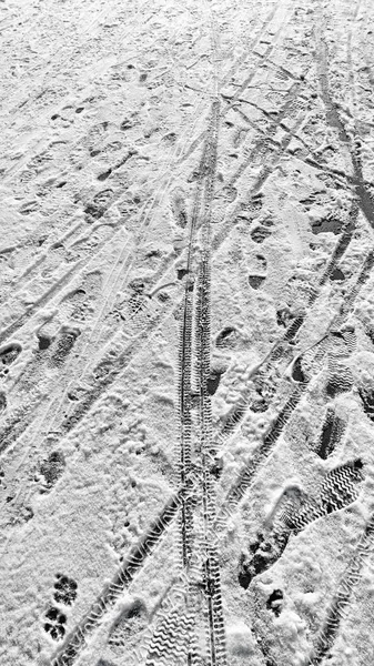 Textura Nieve Sobre Asfalto Derrite Rastros Pavimento — Foto de Stock