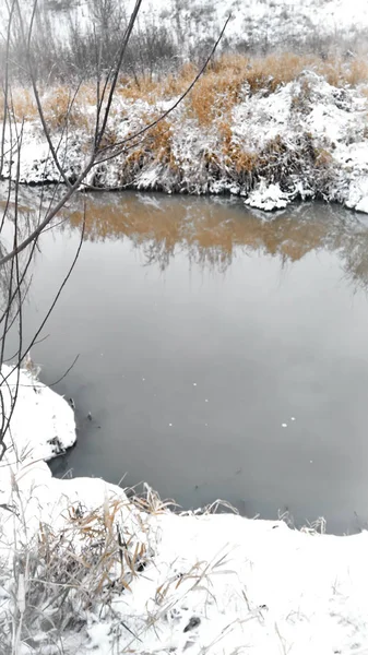 Torrente Non Ghiacciato Inverno — Foto Stock