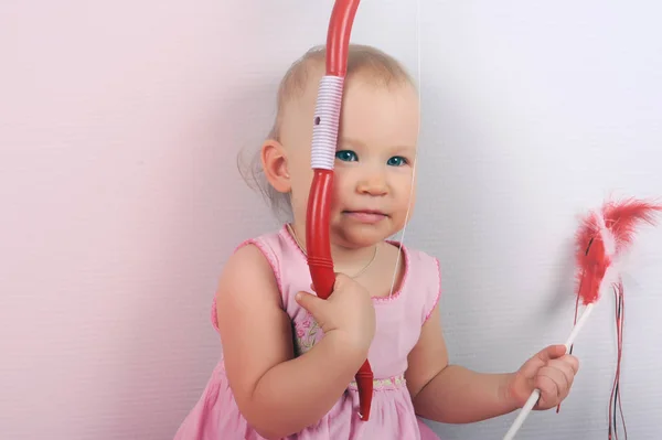 Cute Angel Little Girl Cupido Com Blush — Fotografia de Stock