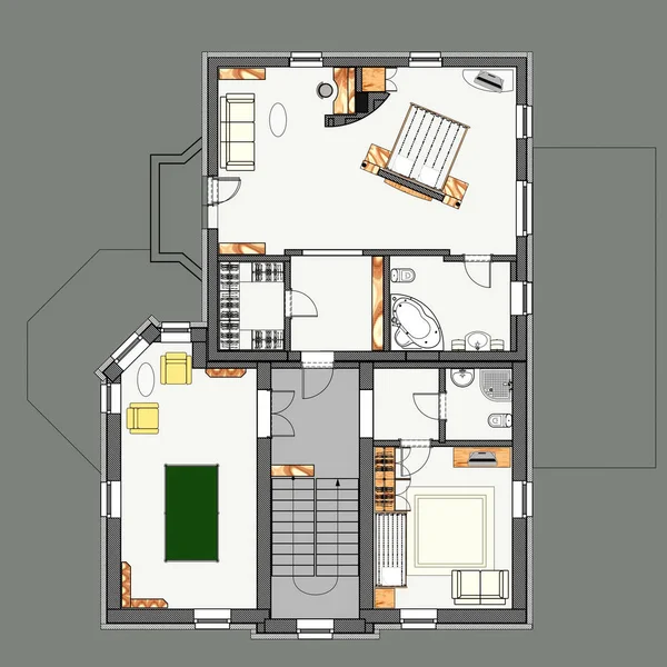 Croquis plan de la maison — Photo