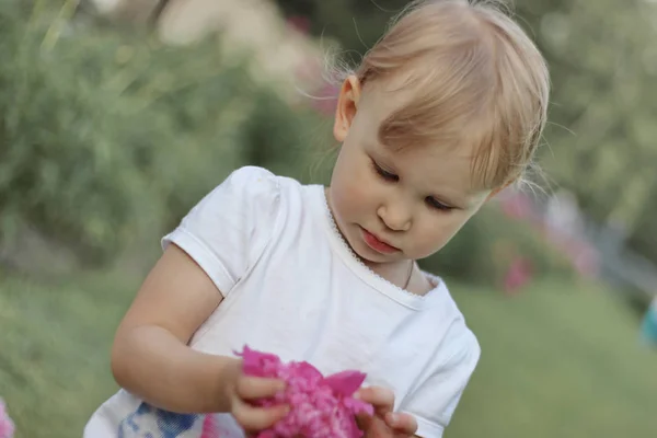 Meisje zomer bloemen — Stockfoto