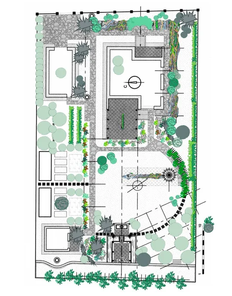 Sitio Plan Paisaje Diseño Color Casa —  Fotos de Stock