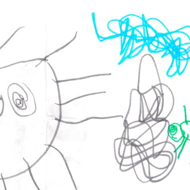 Kağıt boyaları üzerine çizim yapan soyut Grafik Çocukları