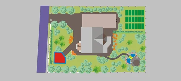 地盘平面图至房屋园林设计 — 图库矢量图片