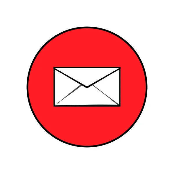 閉じた封筒メールアイコン赤いボタン未読メールシンボルベクトル通信イラスト — ストックベクタ