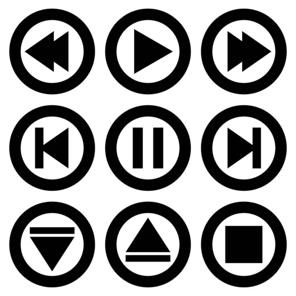 Multimedya Oynatıcı Arayüzü Simgesi Set Müzik Video Ses Vektör Durdurmak — Stok Vektör