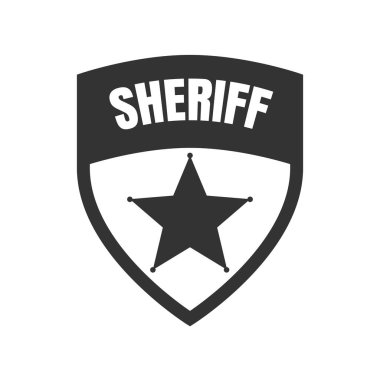 Star On A Shield Siyah Renk Vektör Şerif Rozeti Simgesi