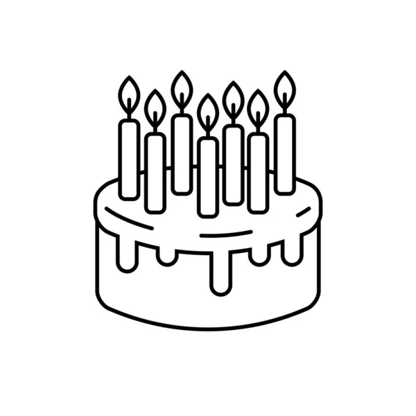 Γενέθλια Εικονίδιο Τούρτα Κεριά Γλυκό Κόμμα Επιδόρπιο Σύμβολο — Διανυσματικό Αρχείο