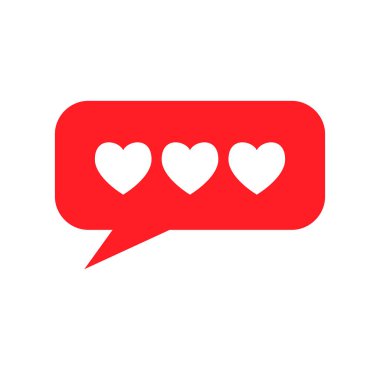 Aşk üç kırmızı kalpler konuşma kabarcık simgesi sevgililer günü mesaj sembolü