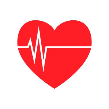 Nabız ikonu yaşam çizgisi sağlık çizgisi illüstrasyon vektörüyle kalp atışı kırmızısı kalp