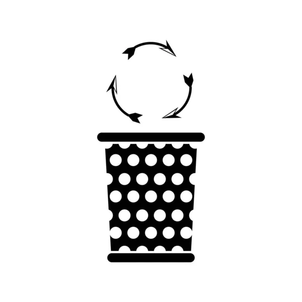 Trash Basket Icon Black Isolated Recycling Garbage Can Vector illustration