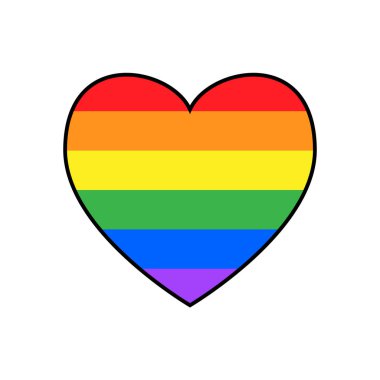 Renkli kalp LGBT bayrağı simge gökkuşağı spektrum gay aşk Pride Izole özgürlük vektör Illüstrasyon
