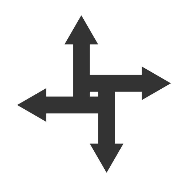 Ikona Černých Šipek Cesta Volby Naváděcí Vektor Rozhodnutí Izolované Navigaci — Stockový vektor