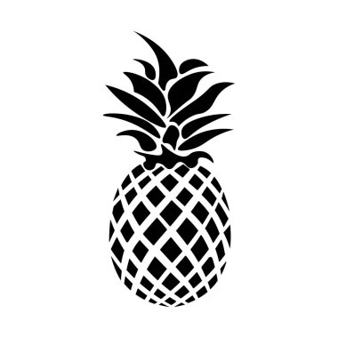 Siyah Ananas Simge Izole Tropikal Tatlı Organik Meyve Vektör İllüstrasyon
