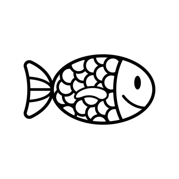 Ψάρι Icon Μαύρο Διάνυσμα Απομονωμένη Εικόνα Θαλάσσιο Υποβρύχιος Ψάρεμα Άγριας — Διανυσματικό Αρχείο