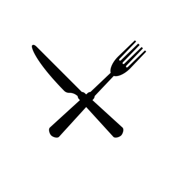 Couteau Fourchette Icône Noir Isolé Vecteur Illustration Restaurant Food Cutlery — Image vectorielle