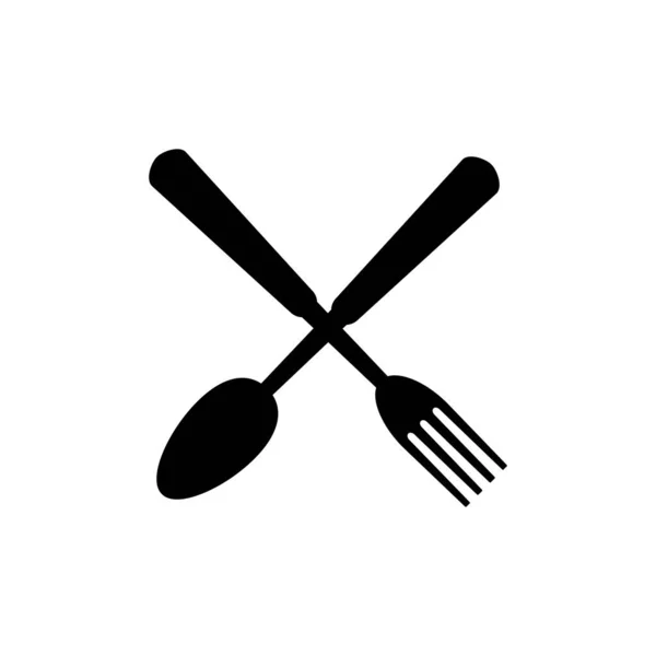 Cuchara Tenedor Icono Negro Aislado Vector Ilustración Restaurante Cubertería Símbolo — Archivo Imágenes Vectoriales