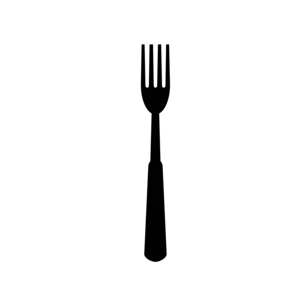 Tenedor Negro Icono Aislado Vector Ilustración Cocina Cubertería Comida Restaurante — Archivo Imágenes Vectoriales