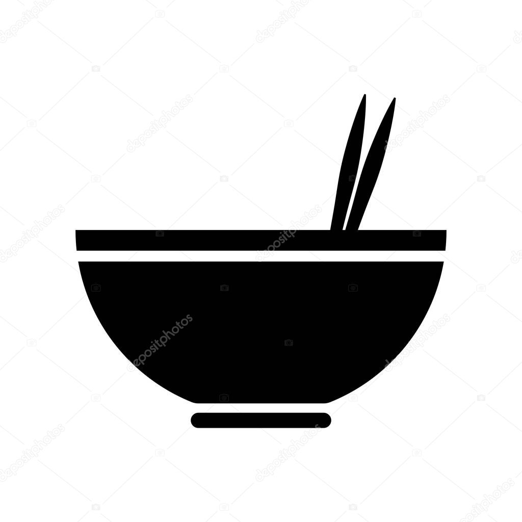 Asian Bowl Icon Black Isolated Food Noodles Chinese Cuisine Soup Plate Vector Illustration