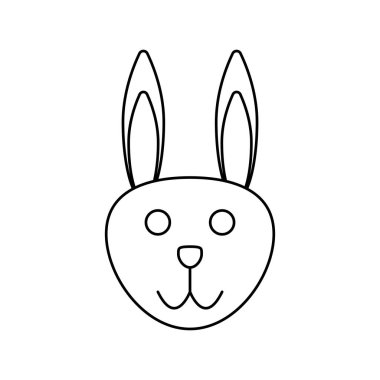 Bunny Head Simge Boyama kitabı Sevimli Tavşan Karikatür Karakter Vektör İllüstrasyon