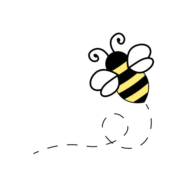 Flygande Bee Illustration Svart Och Gult Bumblebee Med Vita Vingar — Stock vektor