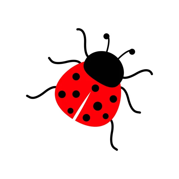 Ladybug Illustrazione Scarabeo Rosso Nero Con Puntini Icona Vettoriale Isolata — Vettoriale Stock