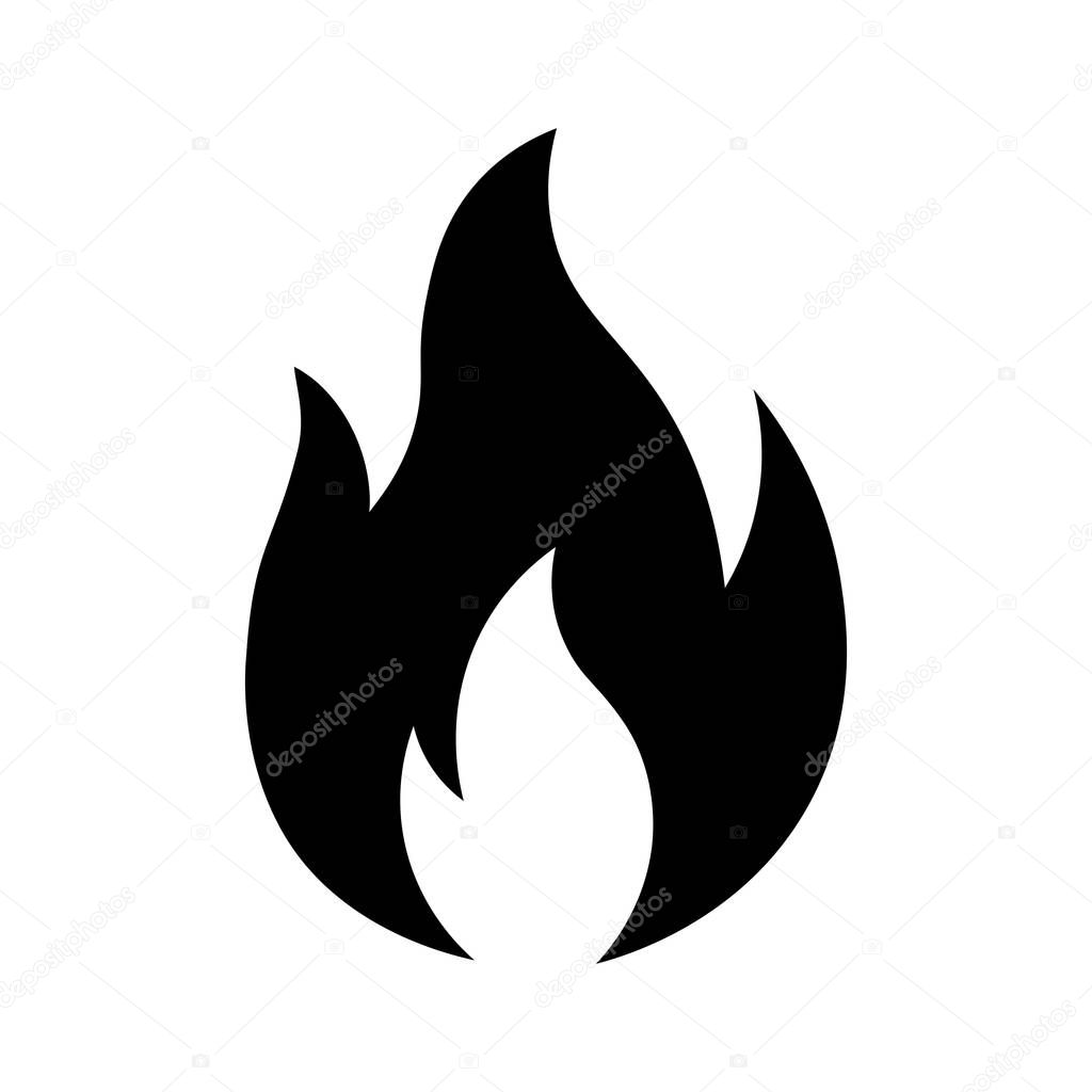 Fire flame vector icon black icon isolated on white background hot flammable symbol
