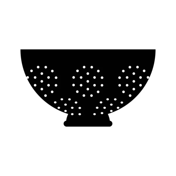 Schwarz Sieb Vektor Illustration Kochen Werkzeug Filter Symbol — Stockvektor