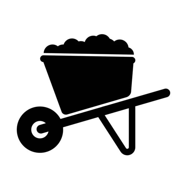 Ícone Carrinho Mão Black Barrow Símbolo Isolado Signo Vector Ilustração —  Vetores de Stock