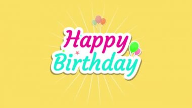 Sarı arka planda balonları olan mutlu yıllar 4K animasyon videoları