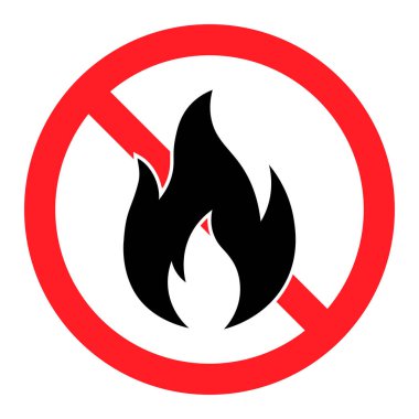 Ateş işareti yok, yasak. Simge sembolü illüstrasyonundan kaçının.