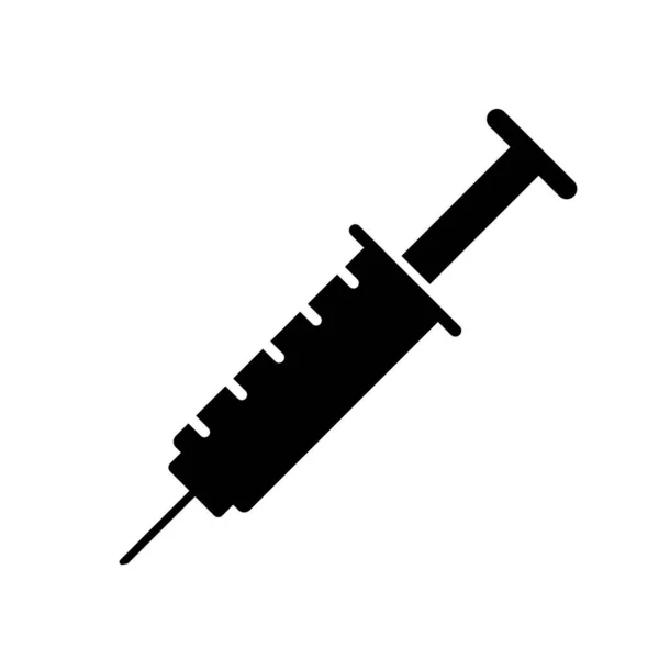 Черная Иконка Шприца Белом Фоне Символ Медицинского Инъекционного Оборудования Векторная — стоковый вектор