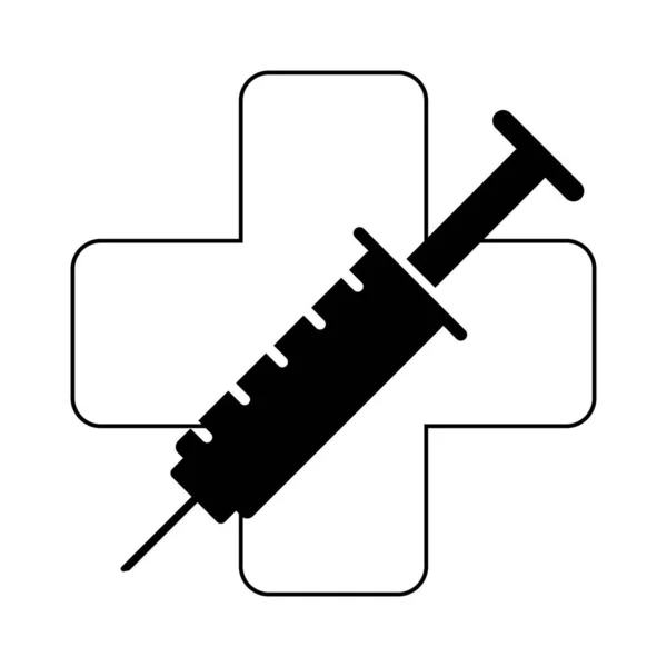 Черная Иконка Шприца Белом Фоне Символ Медицинского Инъекционного Оборудования Векторная — стоковый вектор