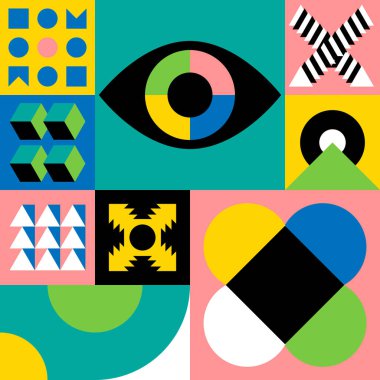 Soyut geometri arka planı şekillendirir. Bauhaus biçim vektör çizimi.